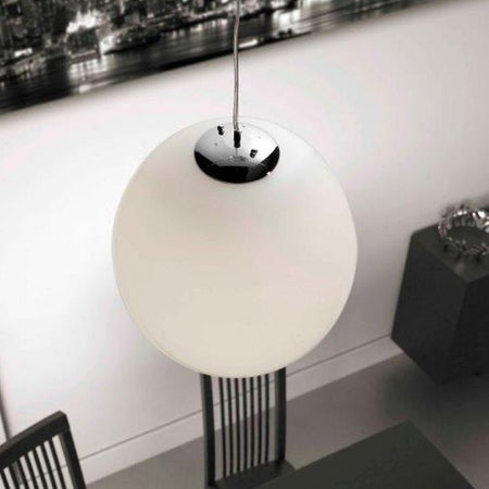 Sospensione Illuminando SFERA SP M 30CM E27 LED lampadario moderno vetro bianco latte lucido interno