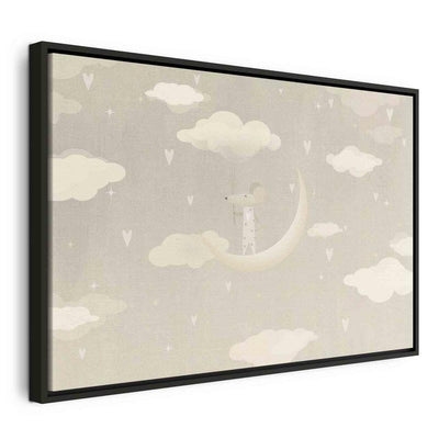 Quadro - Little Conqueror - A Mouse in Heart Pajamas on the Moon Among Clouds