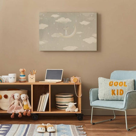 Quadro - Little Conqueror - A Mouse in Heart Pajamas on the Moon Among Clouds