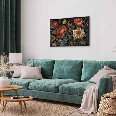 Quadro - Tapestry Large Flowers Retro Floral Motif in Kilim Style