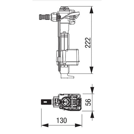 Galleggiante silenzioso attacco laterale maschio da 3/8" con adattatore e diffusore