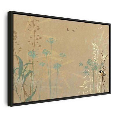 Quadro - Tiny Bird - Colorful Grasses in Golden Shades of Sunset