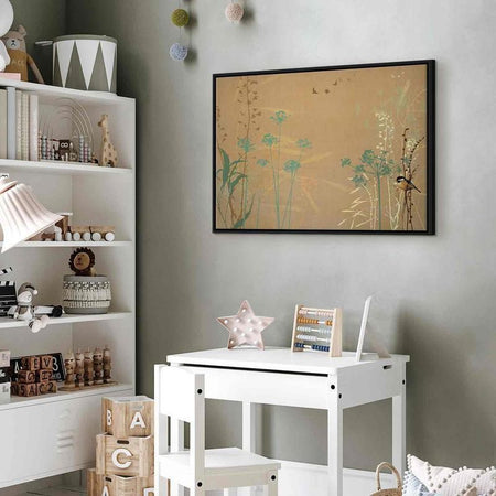 Quadro - Tiny Bird - Colorful Grasses in Golden Shades of Sunset