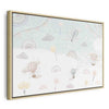 Quadro - Sky with Balloons - Balloons in Subdued Colors Flying in the Sky Among Clouds Rainbows and Stars