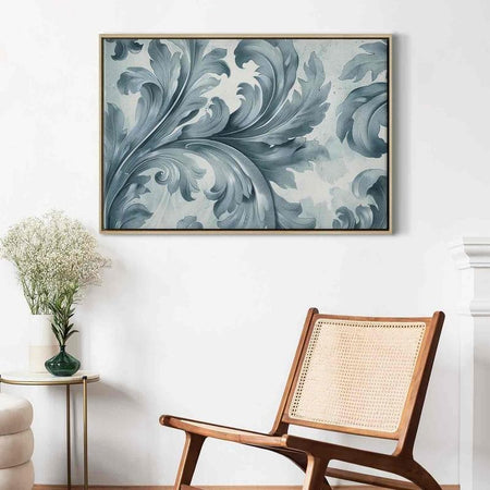 Quadro - Stone Baroque Ornaments in Light Shades of Gray-Blue