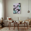 Quadro - Metallic Fluidity - Abstract Silver Forms on a Mint-Purple Background