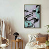 Quadro - Metallic Fluidity - Abstract Silver Forms on a Mint-Purple Background