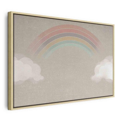 Quadro - Rainy June - Colorful Rainbow Emerging from Clouds on a Bright Background