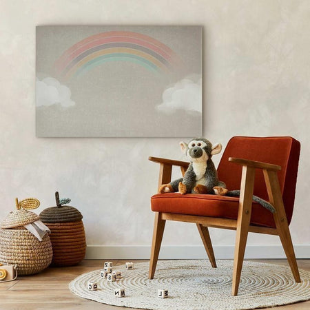 Quadro - Rainy June - Colorful Rainbow Emerging from Clouds on a Bright Background