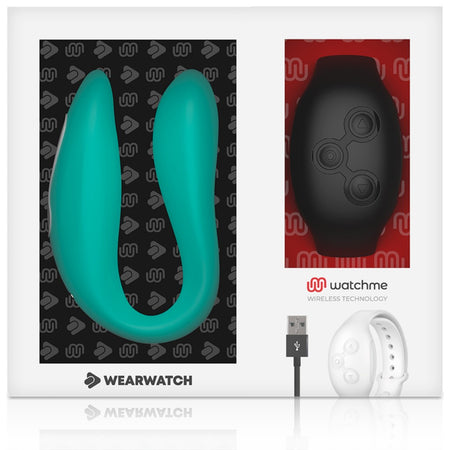 Vibratore di coppia con controllo remoto Watchme Acqua Marina Nero
