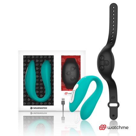 Vibratore di coppia con controllo remoto Watchme Acqua Marina Nero