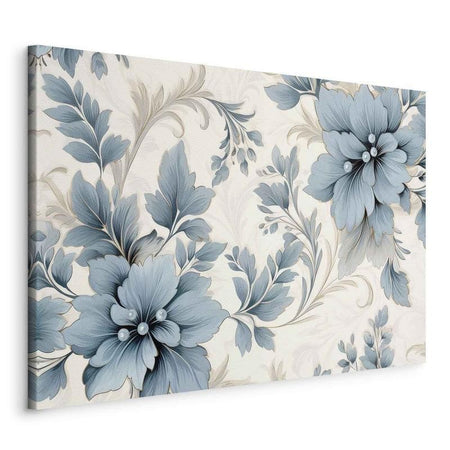 Quadro - Turquoise Flowers in Retro Ambience Floristic Ornaments