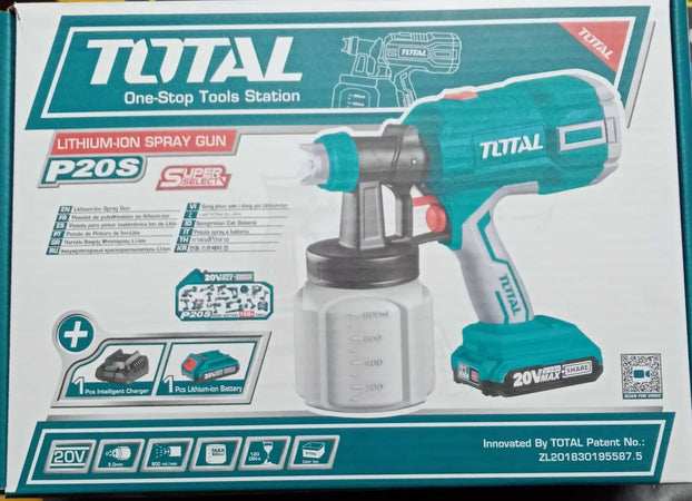 Total pistola a spruzzo per vernici 20V con una batteria da 2Ah e caricabatteria