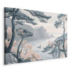 Quadro - Mountainous Coast with Trees and Rocks in Light Pastel Blues