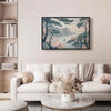Quadro - Mountainous Coast with Trees and Rocks in Light Pastel Blues
