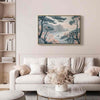 Quadro - Mountainous Coast with Trees and Rocks in Light Pastel Blues