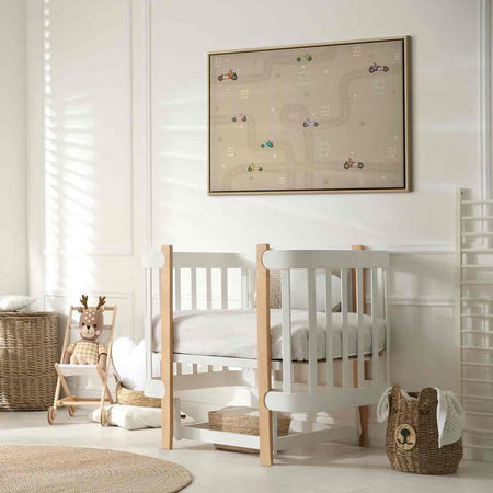 Quadro - Race - Colorful Cars on a Road on a Beige Background with Inscriptions