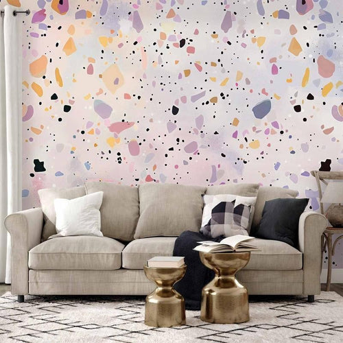 Carta da parati - Terrazzo in Confetti Style Violet-Pink Colorful Pattern