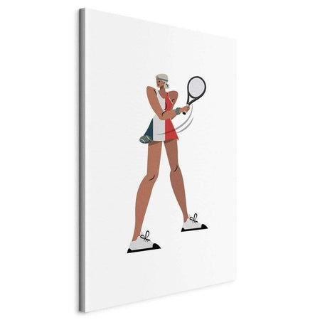 Quadro - Tennis Player With a Racket on a Light Background - Illustration