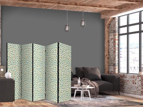 Paravento - Giraffe Pattern - Animal Pattern in Turquoise Spots on a Light Background
