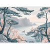 Carta da parati - Mountainous Coast with Trees and Rocks in Light Pastel Blues