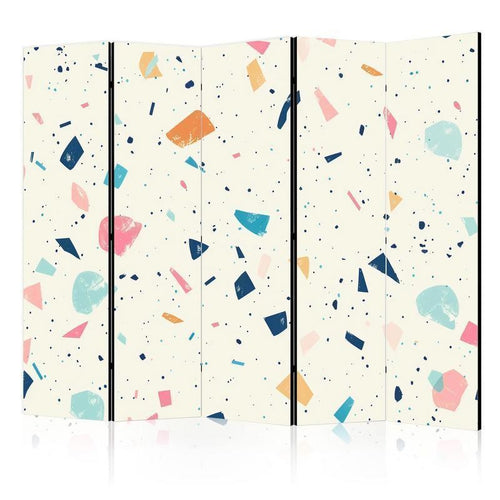 Paravento - Terrazzo with Multicolored - Large Elements - Cheerful Pattern on a Light Background