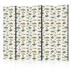 Paravento - Unusual Species of Fish - a Cluster of Fish in Muted Colors in Retro Style Against a Background of Beige Str