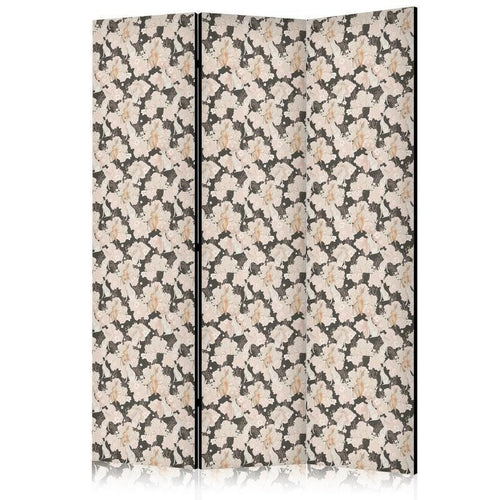 Paravento - Among Pink Shrubs - White and Beige Rabbits on a Blooming Meadow