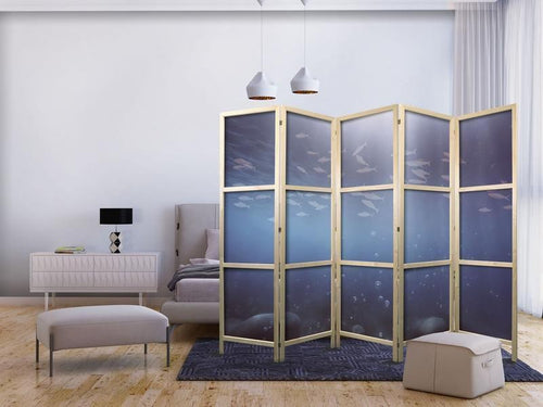 Paravento giapponese Banco di pesci viola 5 ante