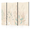 Paravento - Morning in the Meadow - Various Pastel Plants on a Beige Background