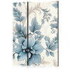 Paravento - Turquoise Flowers in Retro Vibe Floral Ornaments