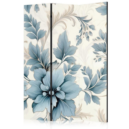 Paravento - Turquoise Flowers in Retro Vibe Floral Ornaments