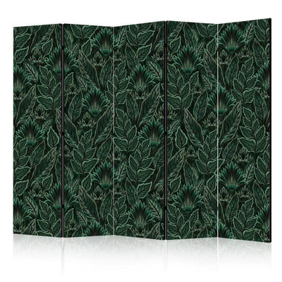 Paravento - Dense Vegetation - Botanical Patterns in Illustrative Style Green