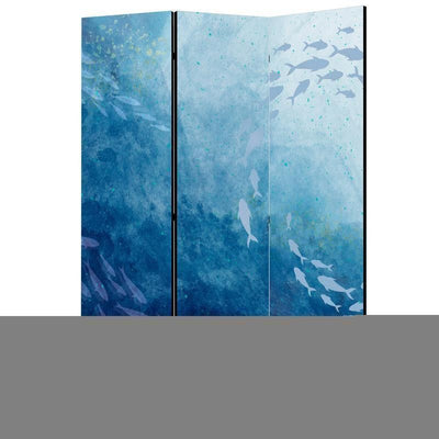 Paravento - Schools of Fish - Luminous Clusters of Fish in Blue Hues Amidst the Sea Depths