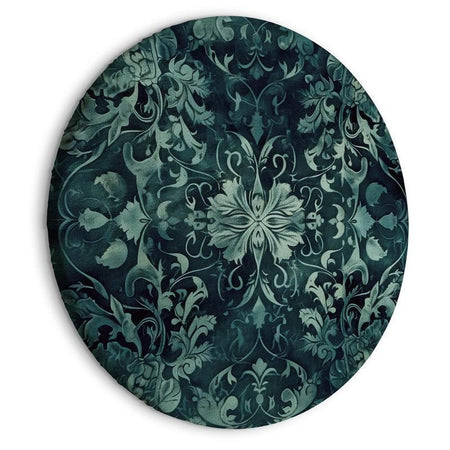Quadro rotondo - Oriental Pattern Carpet: Emerald Ornaments and Worn Patterns