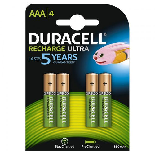 Confezione 4 batterie Ricaricabili MINISTILO DURACELL LR03 - Tipo MiniStilo AAA - 900 mah