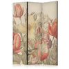 Paravento - Bouquet with Tulips - Colorful Flowers on a Light Background - Illustration