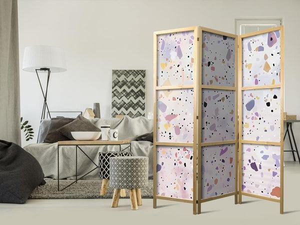 Paravento giapponese - Confetti-Style Terrazzo - Purple-Pink - Colorful Pattern