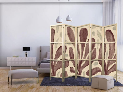 Paravento giapponese Foglie in stile Matisse 5 ante