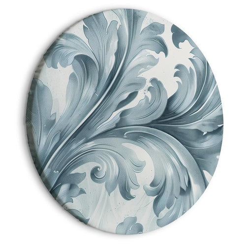 Quadro rotondo - Stone Baroque Ornaments in Light Shades of Gray-Blue