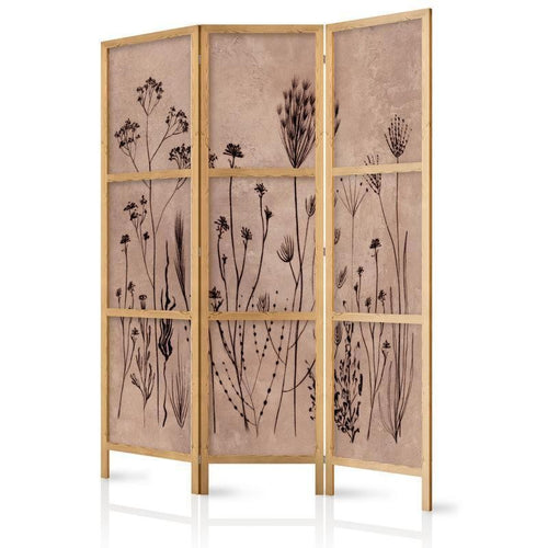 Paravento giapponese - Plant Vintage - Delicate Field Flowers on a Background in Lime Wash Technique