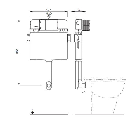 Schwab UP 199 cassetta da incasso per wc con scarico a pavimento installazione in pareti di muratura