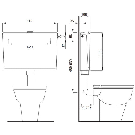 Schwab cassetta SLIM per wc per installazione a parete posizione bassa c/rubinetto