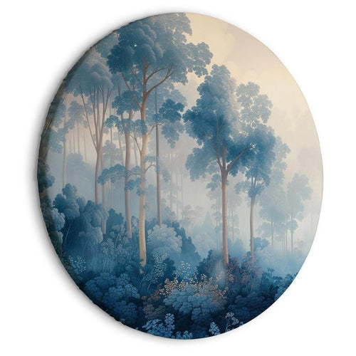Quadro rotondo - Landscape with Trees in Illustrative Style Fairy-Tale Blue Forest