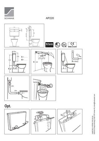 Schwab cassetta SLIM per wc per installazione a parete posizione bassa c/rubinetto