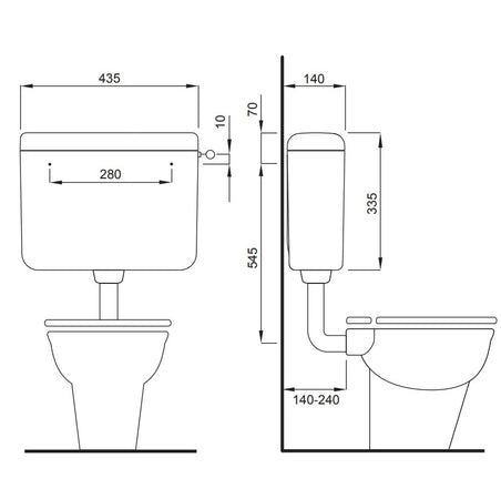 Schwab cassetta IRIS PS MONO per wc per installazione a parete posizione bassa s/rubinetto