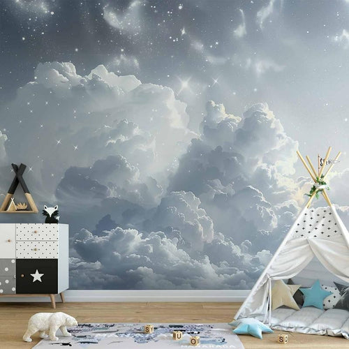 Carta da parati - Astral Calm: Stars Scattered Over Delicate Clouds