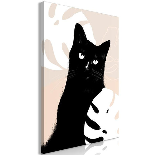 Quadro - Cat in Monsteras (1 Part) Vertical