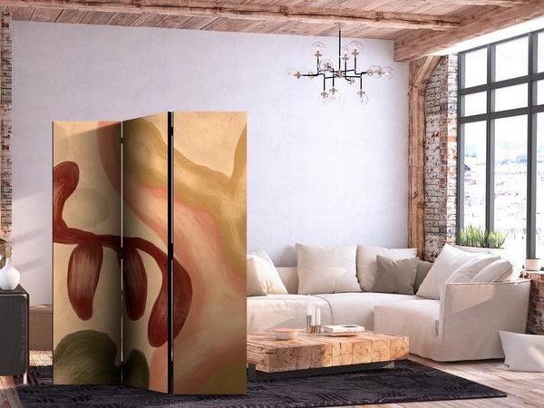 Paravento - Worn Figures - Shapes in Lime Wash Technique in Warm Colors