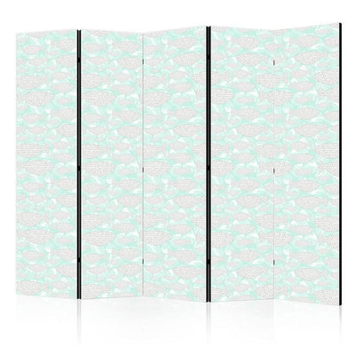 Paravento - Minimalist Fish - Fishes With Grey Dots Against a Crystal Sheet of Water in Mint Green Colors